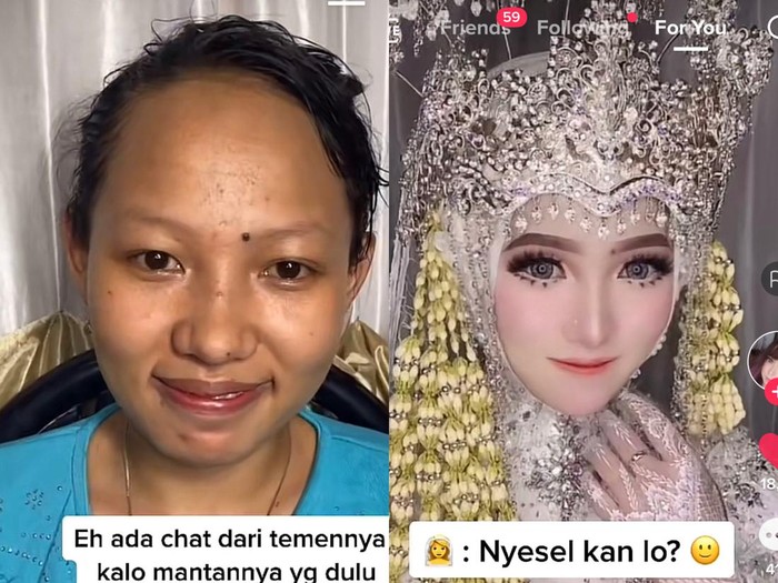 Transformasi makeup viral bikin mantan auto menyesal. Transformasi makeup viral bikin mantan auto menyesal.