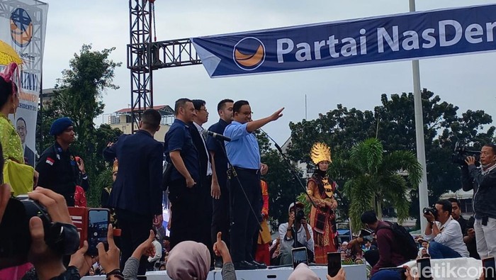 Anies Baswedan di Medan. (Anggi Muliawati/detikcom).