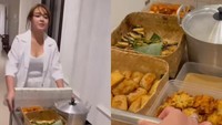 Wahh… kali ini Amanda Manopo terlihat sedang mendorong troli yang berisikan besek dengan banyak makanan. Ada gorengan tahu hingga bakwan. Foto: instagram /Youtube