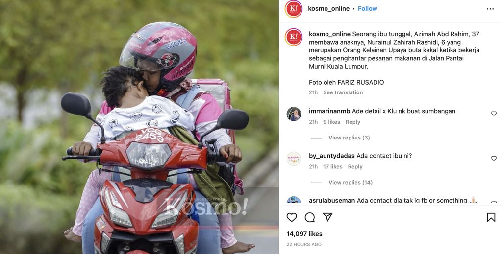 Haru! Ojol Ini Antar Makanan Sambil Asuh Anaknya yang Tunanetra