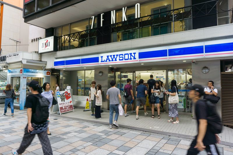 TOKYO , JAPAN - July 26, 2017 : Lawson store in Harajuku district Tokyo , Japan. There are 9,065 Lawson brand stores in Japan .