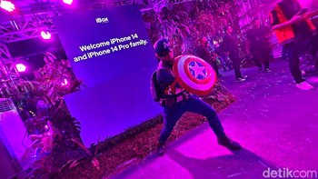 Tamu spesial Captain America. Foto: Adi Fida Rahman/detikINET