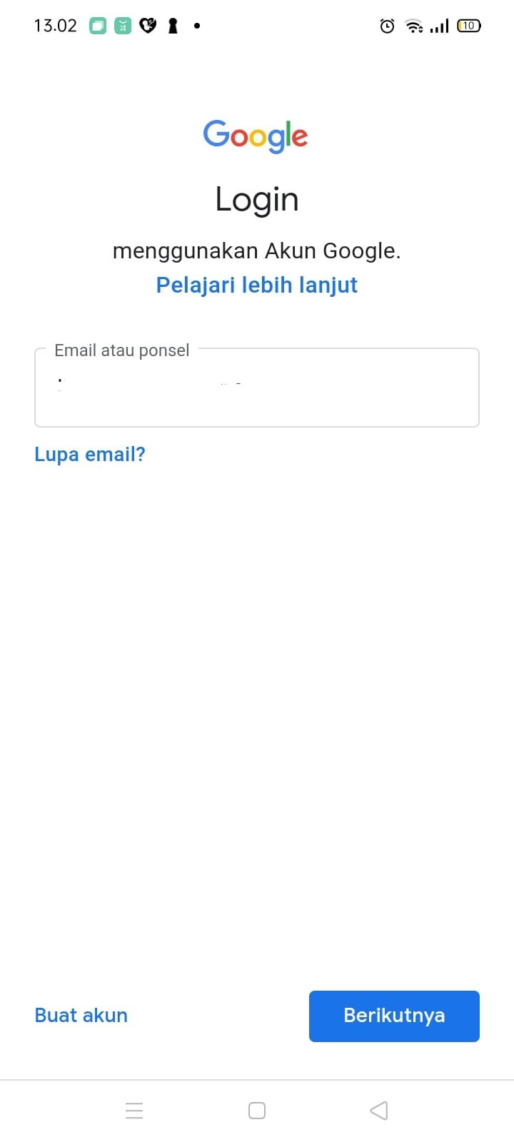Jika lupa sandi atau password email.