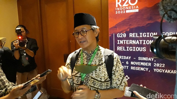 Juru Bicara R20 Muhammad Najib Azca kepada wartawan di Hotel Hyatt Regency, Kabupaten Sleman, DIY, Jumat (4/11/2022).