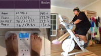 Penurunan berat badannya ini dilakukannya dengan bantuan dokter gizi dan melakukan olahraga. Salah satu olahraga yang dilakukannya dengan sepeda elektronik di rumah. (Foto: Instagram/ @saykoji)