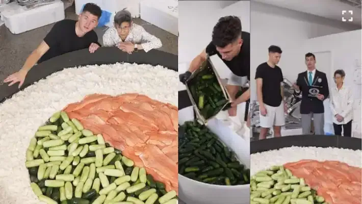 Sushi terbesar buatan YouTuber Nick DiGiovanni meraih rekor dunia Guinness World Records.
