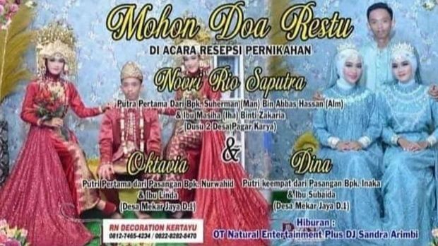 Undangan pernikahan pria menikahi 2 wanita viral di media sosial. (Foto: Istimewa)
