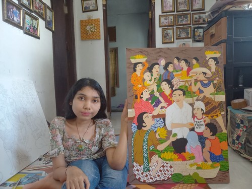 Kadek Wiwindari (31) pelukis penyandang disabilitas asal Buleleng.