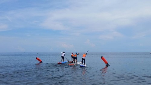 Kompetisi International Stand Up Paddle Series 2022 di Pantai Penyumbahan, Desa Les, Kecamatan Tejakula, Kabupaten Buleleng, Bali, Sabtu (5/11/2022).