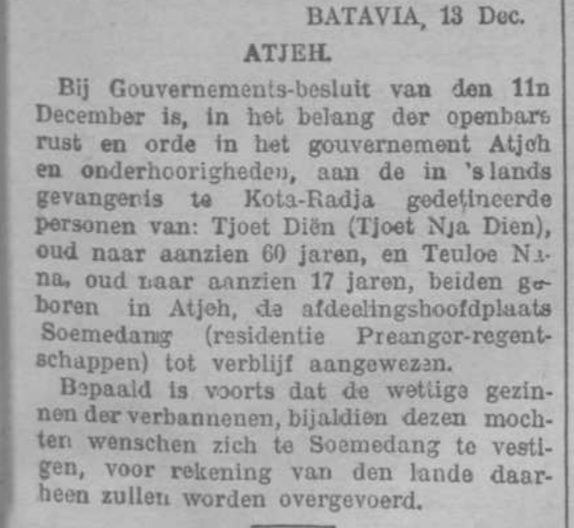 Surat kabar Het Vaderland dengan salah satu judul beritanya 