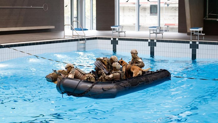 Mengintip Latihan Pasukan Elite Antiteror KSK Jerman A soldier of the special forces unit KSK of Germany's army Bundeswehr is seen during a training exercise in Calw, Germany, October 24, 2022. REUTERS/Heiko Becker