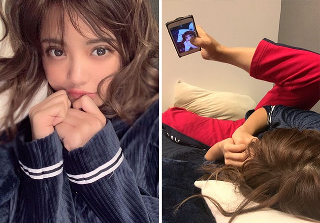 Lagi-lagi kaki bisa jadi pengganti tripod. Di balik foto selfie imut Vienna, dia menggunakan kakinya sendiri sebagai tripod. Foto: Dok. Instagram @viennadoll_official