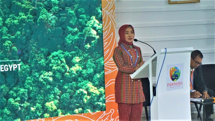 Dirut PT Pertamina Nicke Widyawati jadi narasumber Konferensi Perubahan Iklim Dunia, COP27 UNFCCC di Sharm El Sheikh. Nicke memaparkan strategi tercapainya Net Zero.