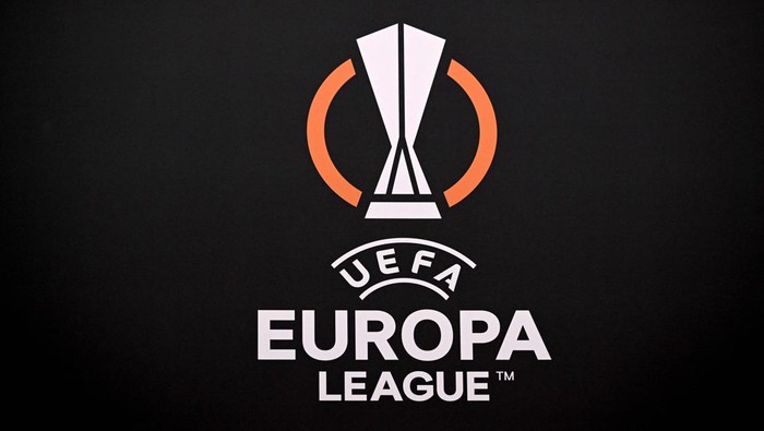 The logo of the UEFA Europa League is pictured before the draw for the round of 16 of the 2022-2023 UEFA Europa League football tournament in Nyon on November 7, 2022. (Photo by Fabrice COFFRINI / AFP) (Photo by FABRICE COFFRINI/AFP via Getty Images)