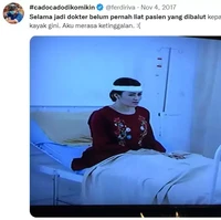 Bukannya seperti diperban malah jadi terlihat seperti headband untuk bergaya. Benar-benar bikin heran nggak habis pikir. Foto: Twitter/@ferdiriva