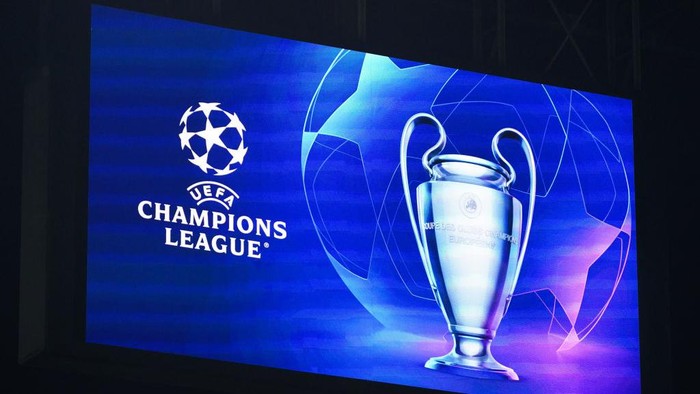 The UEFA Champions League logo on ledwall during the match between FC Internazionale and Viktoria Plzen, UEFA Champions League, Group C, at Giuseppe Meazza stadium in Milan on October 26, 2022. (Photo by Luca Rossini/NurPhoto via Getty Images)