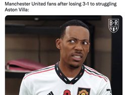 Meme Ronaldo Terkapar Saat MU Dihajar Aston Villa