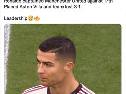Meme Ronaldo Terkapar Saat MU Dihajar Aston Villa