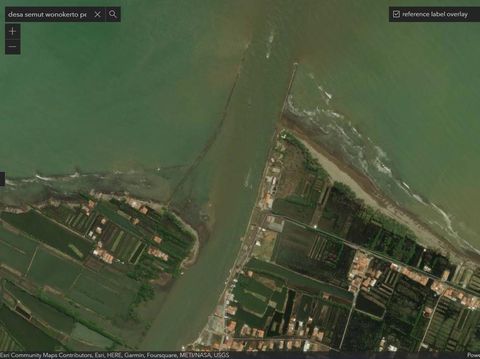 Penampakan pesisir wilayah Kecamatan Wonokerto, Kabupaten Pekalongan, pada 16 Maret 2022, dilihat dari situs Living Atlas.