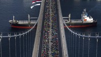 Istanbul Marathon merupakan satu-satunya maraton antarbenua yang masuk dalam kategori emas oleh World Athetics. (AP Photo/Emrah Gurel)  