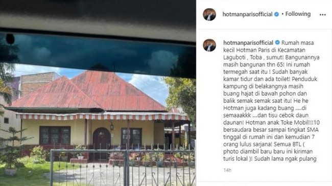 Siapa yang tak kenal dengan presenter sekaligus pengacara kondang Hotman Paris? Begini penampakan rumah masa kecilnya yang terletak di Kecamatan Laguboti, Toba, Sumatera Utara. Melalui unggahannya di Instagram Hotman mengatakan jika bangunan rumah tersebut masih tahun 65. Halaman rumahnya sendiri tampak cukup luas dan asri dengan ditumbuhi beragam tanaman-tanaman hijau. Foto: Instagram/@hotmanparisofficial