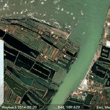 Timelapse pesisir Wonokerto Pekalongan tahun 2014-2022, dilihat dan diunduh dari situs Living Atlas pada Senin (7/11/2022).