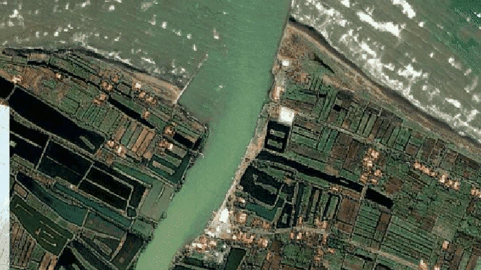 Timelapse pesisir Wonokerto Pekalongan tahun 2014-2022, dilihat dan diunduh dari situs Living Atlas pada Senin (7/11/2022).