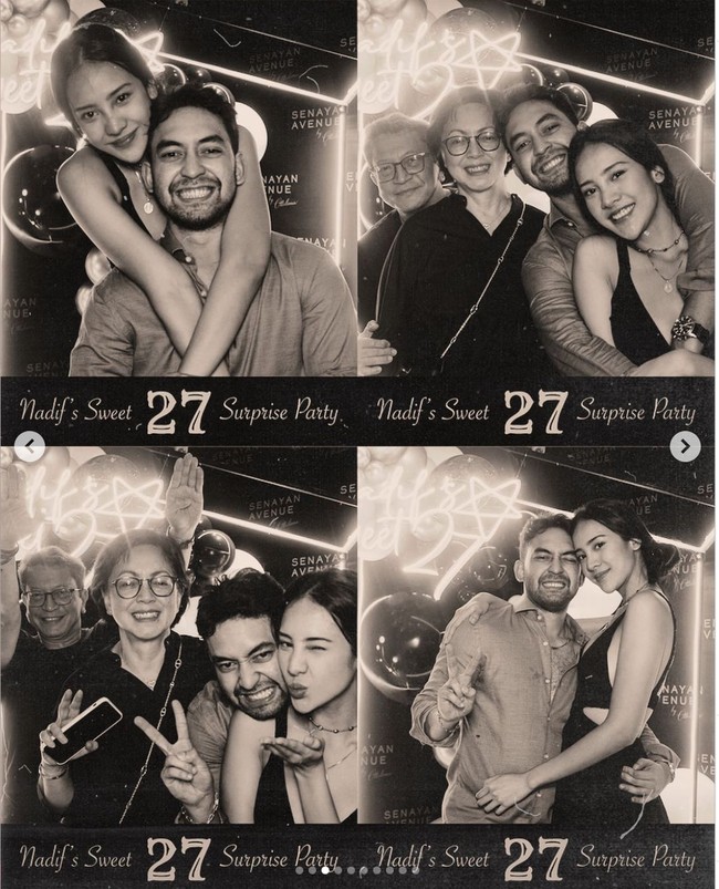 Berfoto bersama, Nadif dan Anya tampaknya sudah tak malu-malu lagi bermesraan, meski di depan orangtua Nadif. Dalam foto terlihat Nadif yang memeluk mesra Anya Geraldine ketika berpose bersama orangtuanya. Foto: Instagram/@anyageraldine