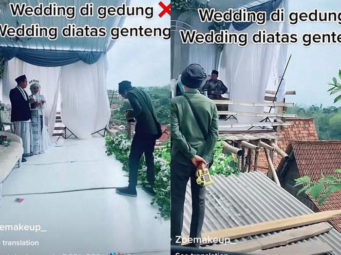 Beredar video lokasi pernikahan di atas genteng bikin netizen bingung. Beredar video lokasi pernikahan di atas genteng bikin netizen bingung.