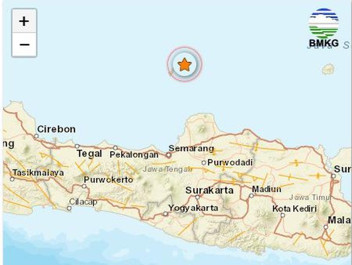 Gempa bumi di perairan barat laut Jepara, Jateng, Selasa (8/11/2022).
