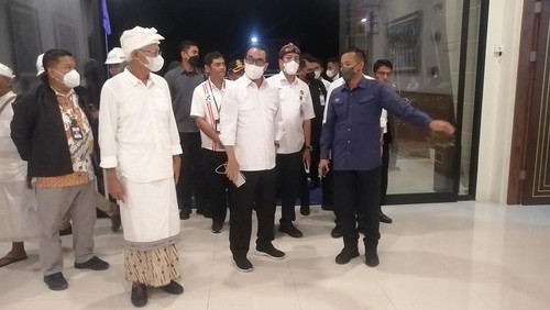 Menteri Perhubungan Budi Karya Sumadi saat mengecek kesiapan peresmian Pelabuhan Sanur, Denpasar, Bali, Selasa (8/11/2022).