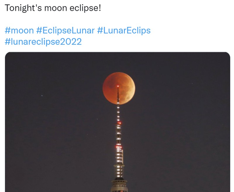 Netizen Berbagi Foto Gerhana Bulan Total 8 November 2022 di Twitter