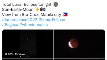 Gerhana bulan total juga bisa dinikmati netizen di Manila, Filipina. Foto: (Twitter)
