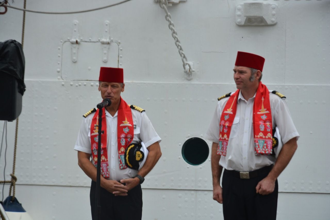 Direktorat Jenderal Perhubungan Laut Kementerian Perhubungan menyambut kedatangan kapal layar dari Norwegia di Pelabuhan Nusantara 2, Tanjung Priok, Jakarta Utara.