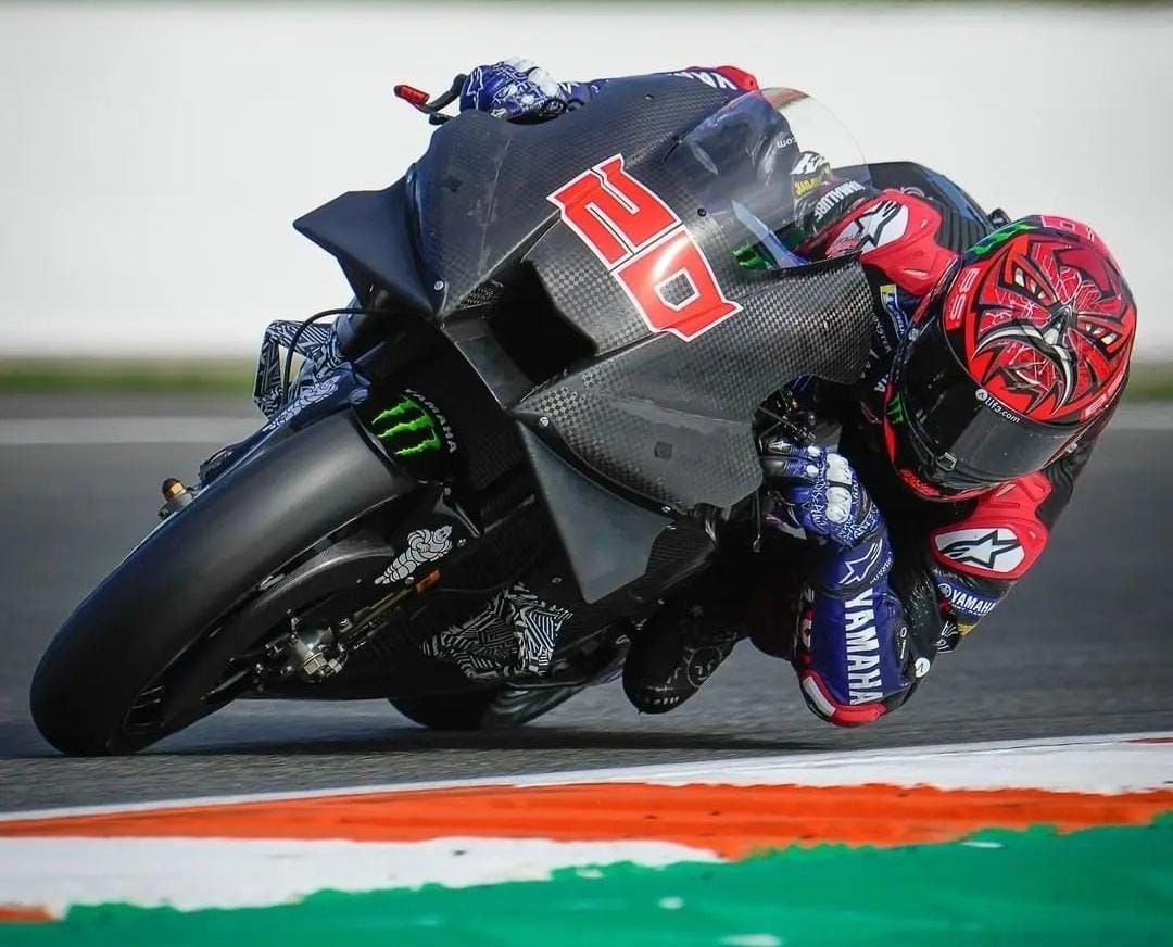 Fabio Quartararo saat sesi tes MotoGP di Valencia, Spanyol.