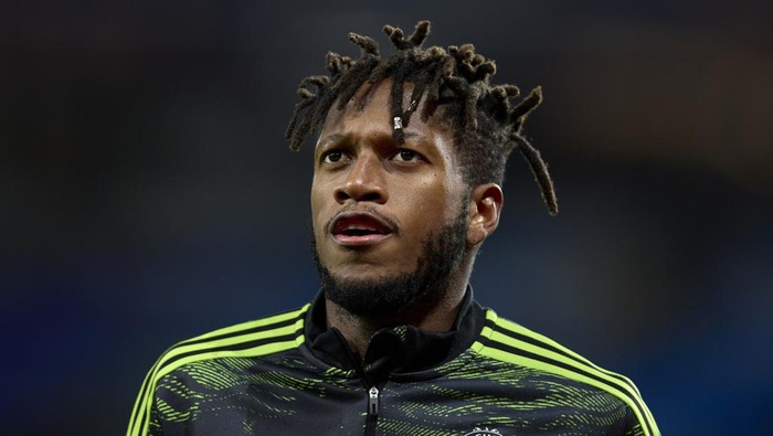 SAN SEBASTIAN, SPAIN - NOVEMBER 03: Fred of Manchester United warms up prior to the UEFA Europa League group E match between Real Sociedad and Manchester United at Reale Arena on November 03, 2022 in San Sebastian, Spain. (Photo by Ion Alcoba/Quality Sport Images/Getty Images)