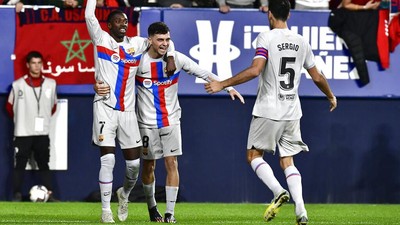 Kalahkan Osasuna, Barcelona Makin Mantap di Puncak Klasemen