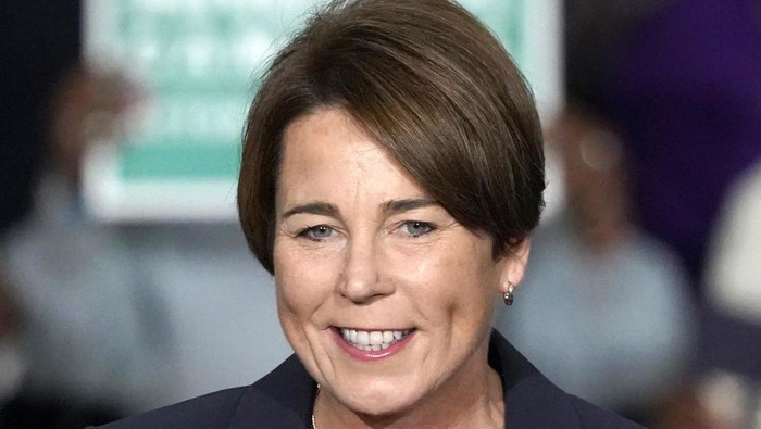Massachusetts Attorney General and Democratic candidate for Gov. Maura Healey smiles as she speaks during a campaign rally in support of the statewide Massachusetts Democratic ticket, Wednesday, Nov. 2, 2022, in Boston. Healey faces Republican Jeff Diehl in the general election. (AP Photo/Mary Schwalm)