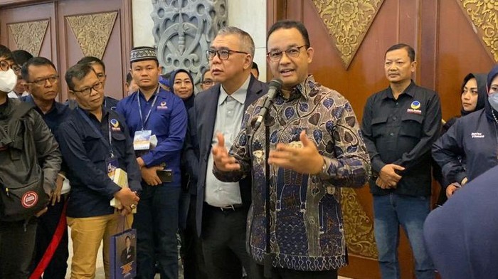 Anies Baswedan (bicara menggunakan mic)/Karin-detikcom
