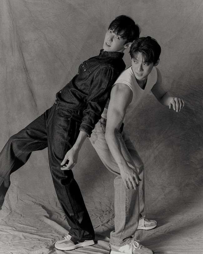 Lee Jung Min sekilas terlihat kembar dengan Minhyuk BTOB. Dikenal dengan nama James Lee, kakak Minhyuk BTOB adalah seorang produser musik. Penggemar sulit membedakan keduanya di foto ini. Foto: dok. Instagram @hutazone