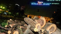 Pohon di Balai Kota DKI Jakarta tumbang akibat hujan deras disertai angin.