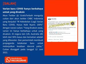 Info COVID Varian Baru Hanya Bahaya untuk yang Divaksin Dipastikan Hoax!