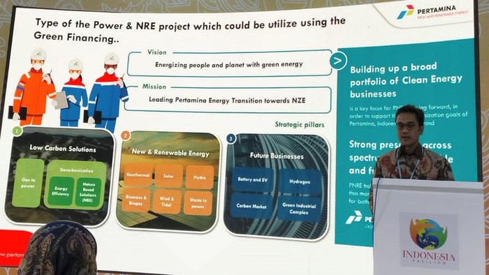 Rangkaian Inisiatif Bisnis Hijau Pertamina untuk Dukung Net Zero 2060 PT Pertamina mengembangkan sejumlah inisiatif bisnis hijau untuk mendukung Indonesia mencapai emisi nol bersih (Net Zero Emission) pada 2060. Khususnya, terkait bahan bakar nabati, energi terbarukan, penangkapan, pemanfaatan, dan penyimpanan karbon, baterai dan kendaraan listrik, hidrogen, serta bisnis karbon.