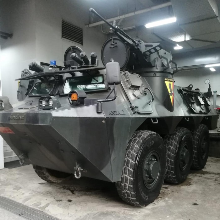 Salah satu kendaraan taktis atau rantis baja milik TNI di area hotel Apurva Kempenski, Nusa Dua, Bali, Kamis (10/11/2022). Tempat ini dijaga ketat karena menjadi salah satu venue utama helatan KTT G20.