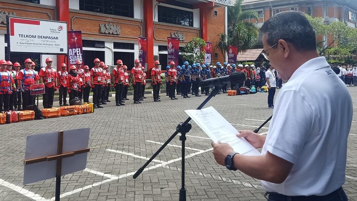 Suasana Apel Kesiapan Telkom Group pada Kamis (10/11/2022) di Kantor Telkom Witel Denpasar, Jalan Raya Puputan No 25 Denpasar, Bali