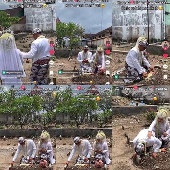 Unggahan pengantin pria viral ingin sesi foto pernikahan di makam ibunya, bikin warganet sedih dan terharu. Unggahan pengantin pria viral ingin sesi foto pernikahan di makam ibunya, bikin warganet sedih dan terharu.