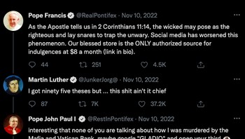 Aneka akun palsu para Paus Vatikan termasuk akun palsu Martin Luther. Foto: (Twitter)