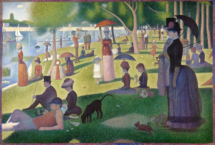 Lukisan Georges Seurat dengan teknik pointilis, A Sunday on La Grande Jatte (1884).