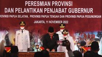 Peresmian dan pelantikan para Pj tiga Gubernur DOB baru itu dilaksanakan kurang dari empat bulan setelah tiga undang-undang (UU) terkait pembentukan tiga provinsi DOB itu diundangkan pada 25 Juli 2022. 
