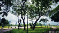 Warga menikmati suasana taman Monas. Hingga saat ini, Monas masih menjadi tempat wisata yang banyak dikunjungi wisatawan maupun warga ibu kota.